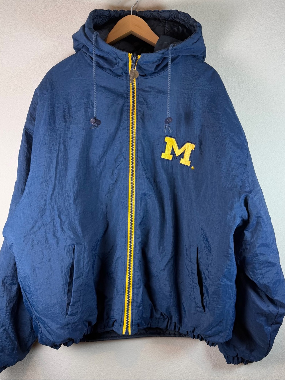 Vintage Pro Player Michigan Wolverines Reversible Puffer Jacket XL USA